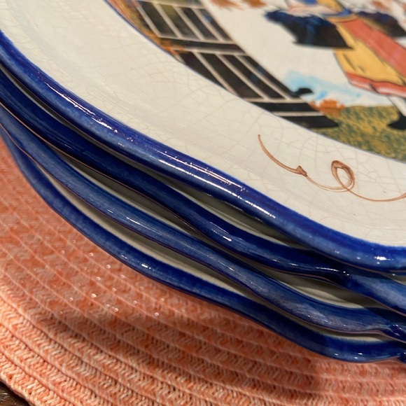 Four Vintage 12” Scalloped Plates Summer, Autumn, Winter, Spring Beautiful deets - Picture 2 of 16